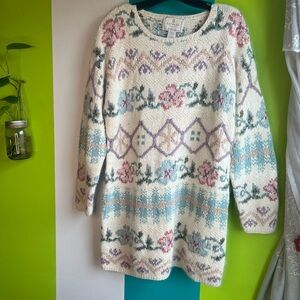 Floral Patterned Vintage Cottagecore Silk and Rabbit Hair Sweater